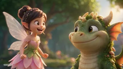 the fairy laughing at the dragon