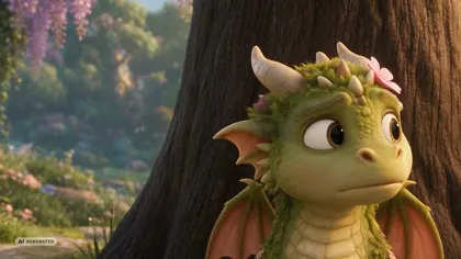 the dragon looking up at a tree