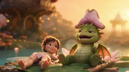 the dragon wearing the lotus as a hat